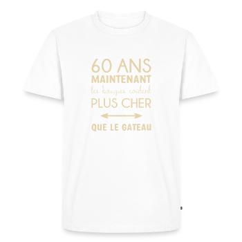 60 ans anniversaire - T-shirt Premium bio Homme - blanc - Devant - Nico (187cm)