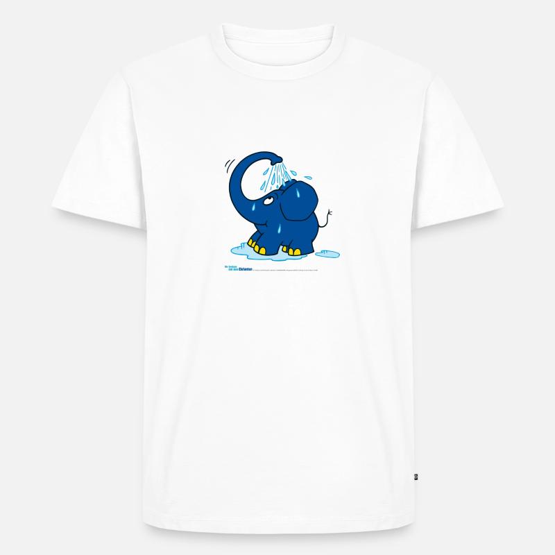 Der Elefant duscht mit Rüssel - Männer Premium Bio T-Shirt - Weiß