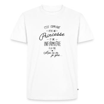 Princesse et infirmière - T-shirt Premium bio Homme - blanc - Devant - Nico (187cm)