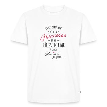 princesse et Hôtesse de l'air - T-shirt Premium bio Homme - blanc - Devant - Nico (187cm)
