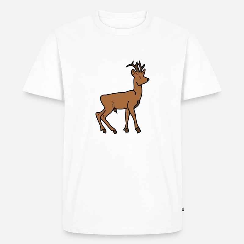 Reh - Tier - Hirsch - Männer Premium Bio T-Shirt - Weiß
