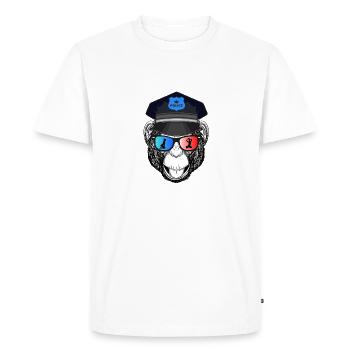 Monkey Police Blue and Red Light JGA, PARTY, CELEBRATION - Men's Premium Organic T-Shirt - white - Front - Nico (187cm)