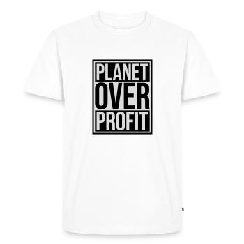 planet over profit quote - Men's Premium Organic T-Shirt - white - Front - Nico (187cm)