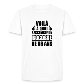 bogosse de 86 ans / cadeau anniversaire 86 ans - T-shirt Premium bio Homme - blanc - Devant - Nico (187cm)