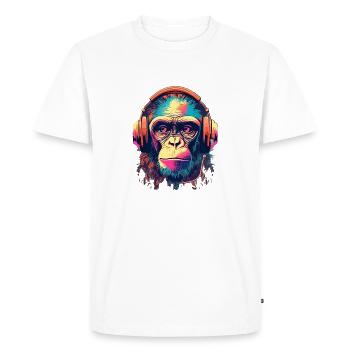 Monkey Beats - Men's Premium Organic T-Shirt - white - Front - Nico (187cm)