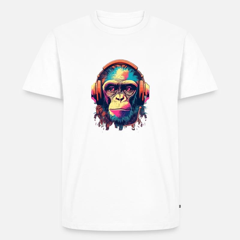 Monkey Beats - Männer Premium Bio T-Shirt - Weiß