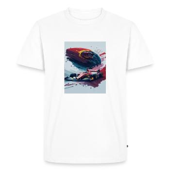 Style d’éclaboussure aquarelle de voiture de course - T-shirt Premium bio Homme - blanc - Devant - Nico (187cm)