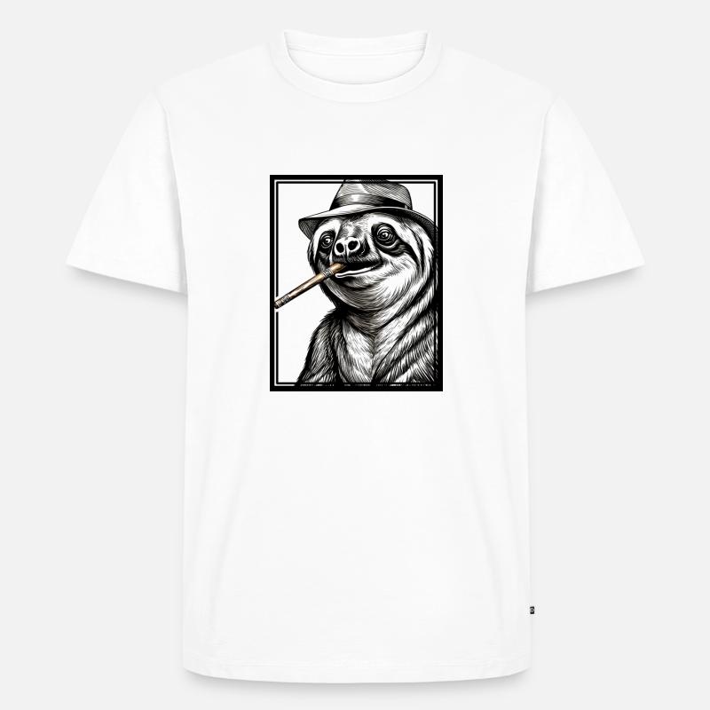Sloth Noir - Männer Premium Bio T-Shirt - Weiß