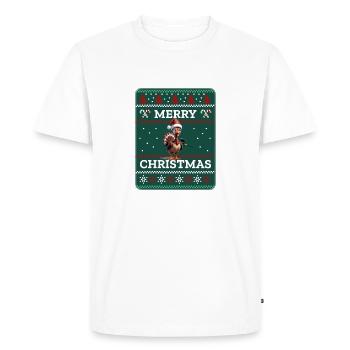 Paintball dinde souhaitant un joyeux Noël - T-shirt Premium bio Homme - blanc - Devant - Nico (187cm)
