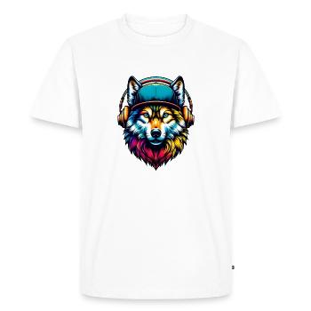 loup urbain coloré - T-shirt Premium bio Homme - blanc - Devant - Nico (187cm)