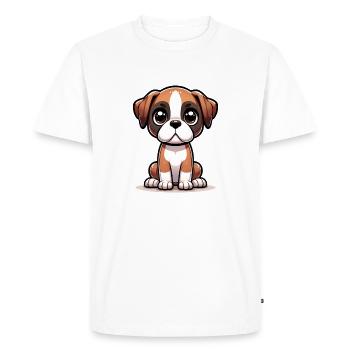 Illustration numérique d’un chien Boxer mignon - T-shirt Premium bio Homme - blanc - Devant - Nico (187cm)