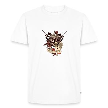 Ne détestez pas le joueur - crâne couronné et cartes - T-shirt Premium bio Homme - blanc - Devant - Nico (187cm)