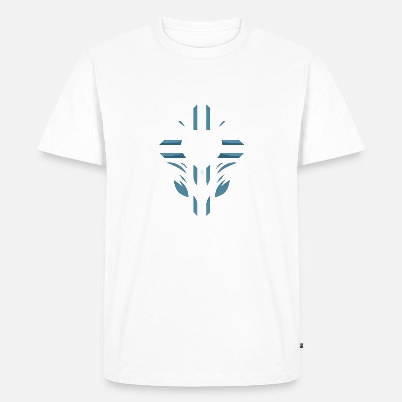 Kreuz mit Herz - Männer Premium Bio T-Shirt - Weiß