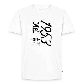 édition limitée Mai 1953 - T-shirt Premium bio Homme - blanc - Devant - Nico (187cm)