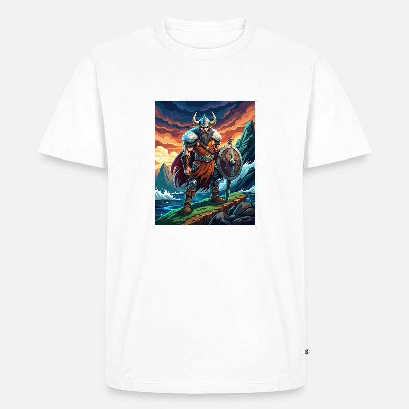 Wikingerkrieger - Männer Premium Bio T-Shirt - Weiß