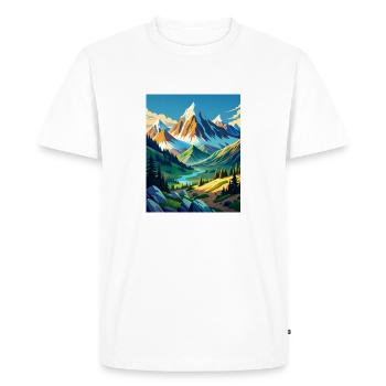 Beauté de la montagne avec des arbres et une rivière - T-shirt Premium bio Homme - blanc - Devant - Nico (187cm)
