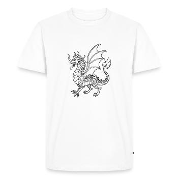 Dessin au trait du dragon - T-shirt Premium bio Homme - blanc - Devant - Nico (187cm)
