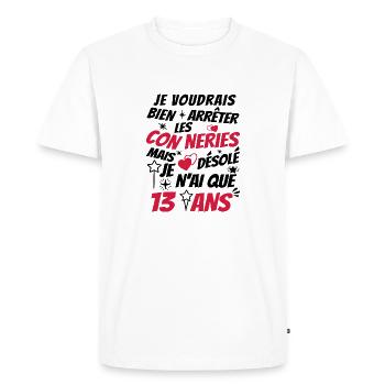 j'ai 13 ans / t-shirt enfant 13 ans - T-shirt Premium bio Homme - blanc - Devant - Nico (187cm)