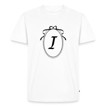 Vintage Letter i Ribbon - Gift Idea - Men's Premium Organic T-Shirt - white - Front - Nico (187cm)