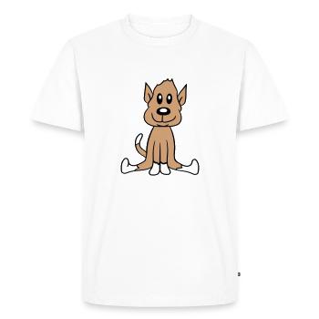 chien assis mignon petit chiot heureux animal de compagnie - T-shirt Premium bio Homme - blanc - Devant - Nico (187cm)