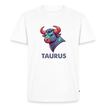 Taurus Cartoon - Men's Premium Organic T-Shirt - white - Front - Nico (187cm)