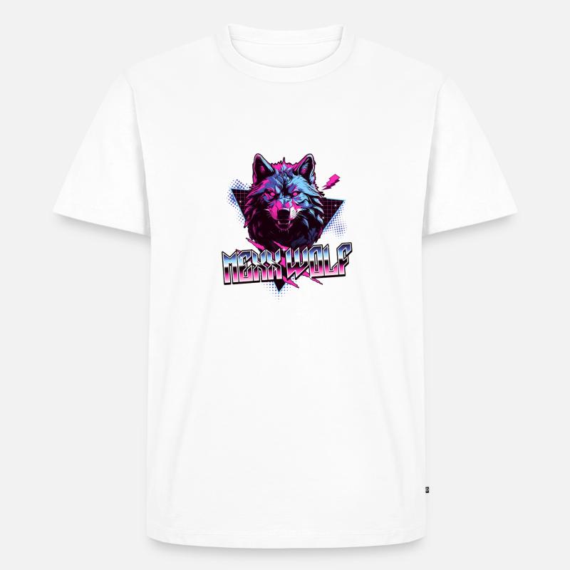 Mexx Wolf Retro Design - Männer Premium Bio T-Shirt - Weiß