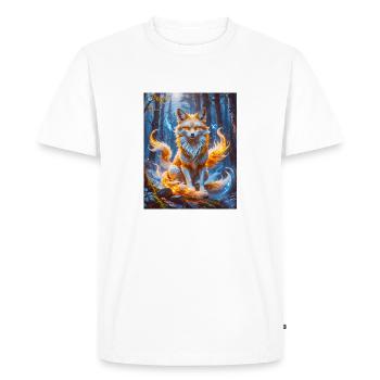 Elégant Kitsune à plusieurs queues avec feu de renard rougeoyant - T-shirt Premium bio Homme - blanc - Devant - Nico (187cm)