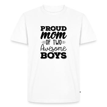 Fière maman de deux garçons géniaux - T-shirt Premium bio Homme - blanc - Devant - Nico (187cm)