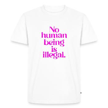 no human is illegal - The Original - Men's Premium Organic T-Shirt - white - Front - Nico (187cm)