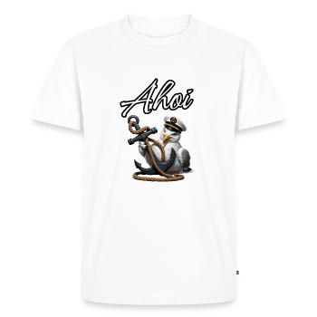 Ahoy! Funny Seagull with Anchor - Men's Premium Organic T-Shirt - white - Front - Nico (187cm)