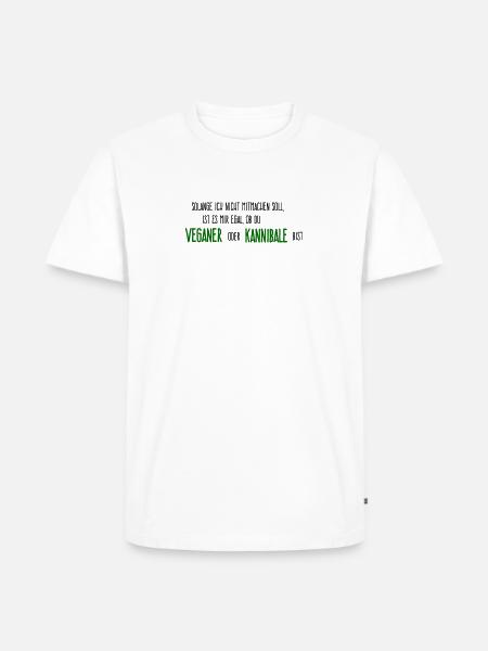 Veganer oder Kannibale - Männer Premium Bio T-Shirt - Weiß