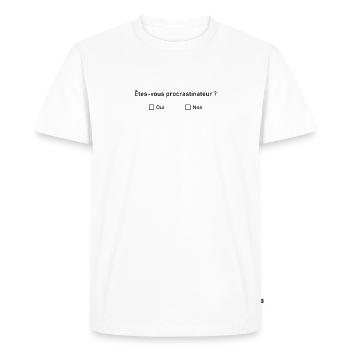 Êtes-vous procrastinateur ? (Noir) - T-shirt Premium bio Homme - blanc - Devant - Nico (187cm)