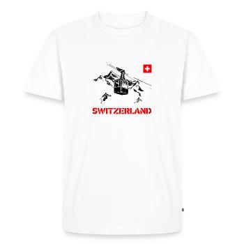 Switzerland with mountains and gondola and skiers - Men's Premium Organic T-Shirt - white - Front - Nico (187cm)