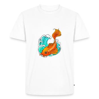 Carpe Koï - Vague - Poisson - T-shirt Premium bio Homme - blanc - Devant - Nico (187cm)