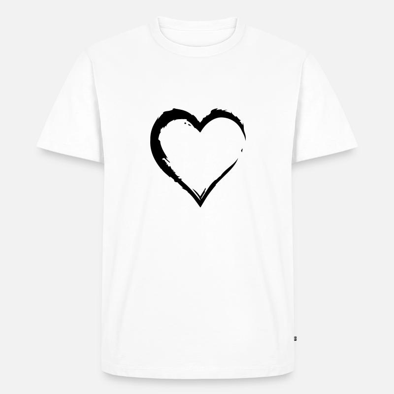 HEART - Männer Premium Bio T-Shirt - Weiß