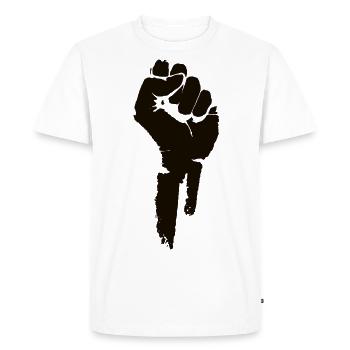 Protest and Revolution. Unite. - Men's Premium Organic T-Shirt - white - Front - Nico (187cm)