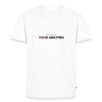 Débloquez vos capacités Premium - T-shirt Premium bio Homme - blanc - Devant - Nico (187cm)