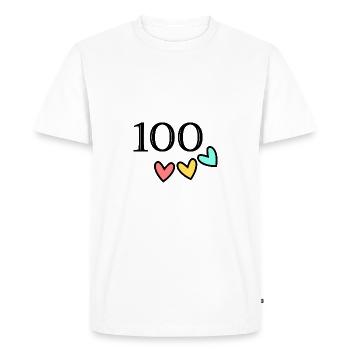 100. 100 ANS. 100e ANNIVERSAIRE. ANNIVERSAIRE 100 - T-shirt Premium bio Homme - blanc - Devant - Nico (187cm)