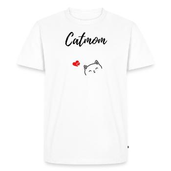 Conception Catmom avec chat et coeurs - T-shirt Premium bio Homme - blanc - Devant - Nico (187cm)