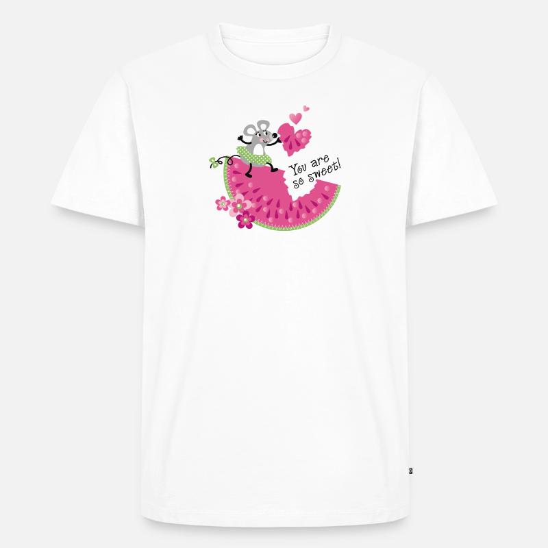 Cute Mouse with Melon - Men's Premium Organic T-Shirt - white