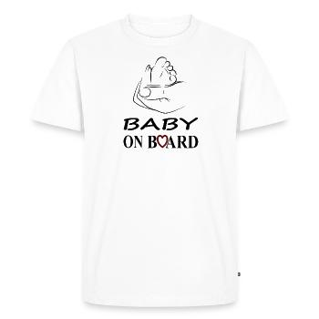 baby on board Baby Pieds Bébé Ventre mère Cadeau - T-shirt Premium bio Homme - blanc - Devant - Nico (187cm)