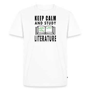 La littérature et l’étude du livre Lire la littérature-étudiant - T-shirt Premium bio Homme - blanc - Devant - Nico (187cm)