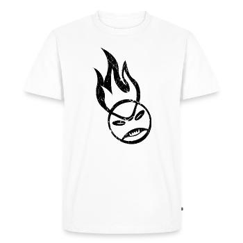 Angry Tennis Ball Flame dark Design - Men's Premium Organic T-Shirt - white - Front - Nico (187cm)