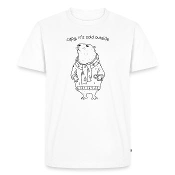 Capybara Winter Minimalist - Men's Premium Organic T-Shirt - white - Front - Nico (187cm)