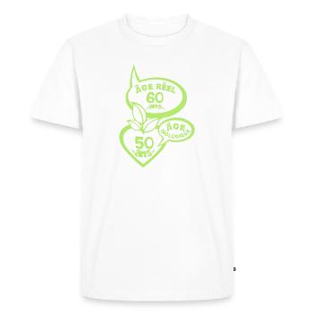 60 ans age reel biologique anniversaire - T-shirt Premium bio Homme - blanc - Devant - Nico (187cm)