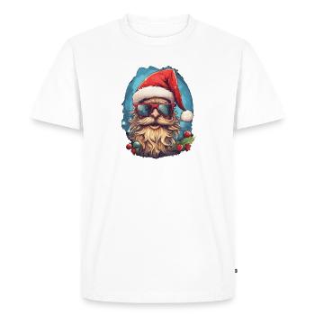 Tête de bande dessinée du Père Noël avec des lunettes - T-shirt Premium bio Homme - blanc - Devant - Nico (187cm)