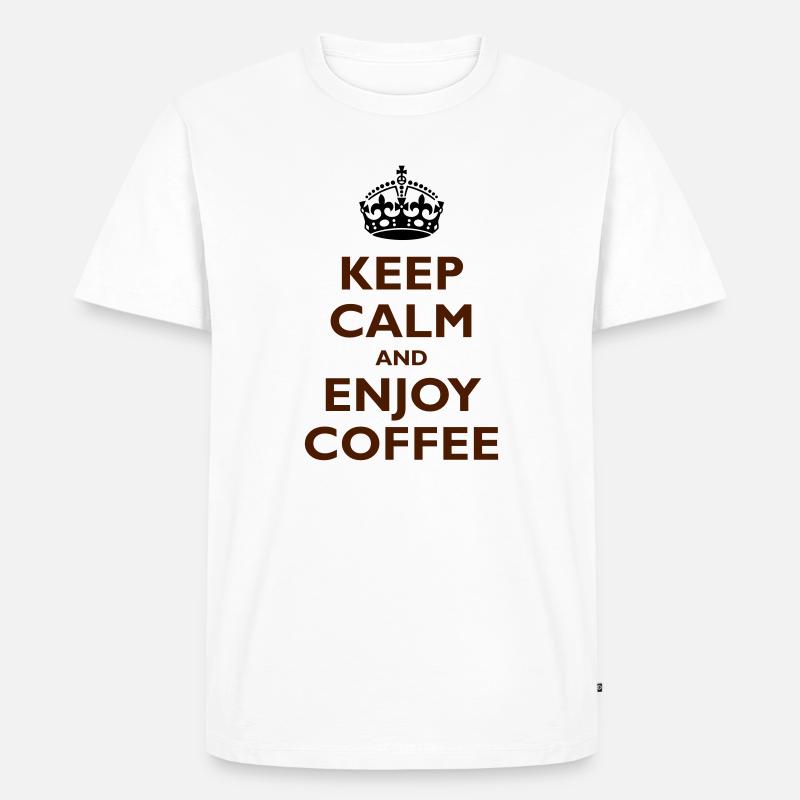 Keep Calm & Enjoy Coffee - Männer Premium Bio T-Shirt - Weiß