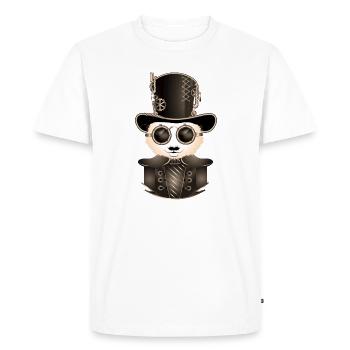 Steampunk Panda with Cylinder Hat & Glasses in Sepia - Men's Premium Organic T-Shirt - white - Front - Nico (187cm)
