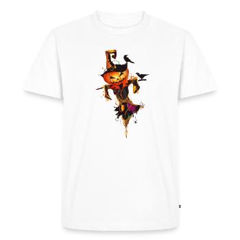 Halloween scarecrow pumpkin face in autumn - Men's Premium Organic T-Shirt - white - Front - Nico (187cm)