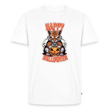 Tigres d’Halloween effrayants avec citrouille - T-shirt Premium bio Homme - blanc - Devant - Nico (187cm)